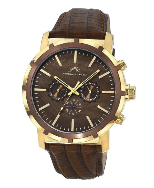 NYC Chrono Genuine Leather Gold Tone & Brown Men's Watch 1281CNYL