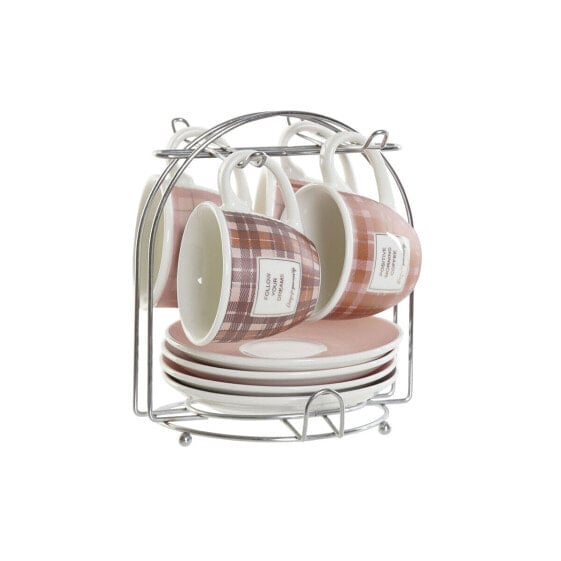 Набор из кофейных чашек DKD Home Decor Белый Коричневый Розовый 90 ml 4 Предметы