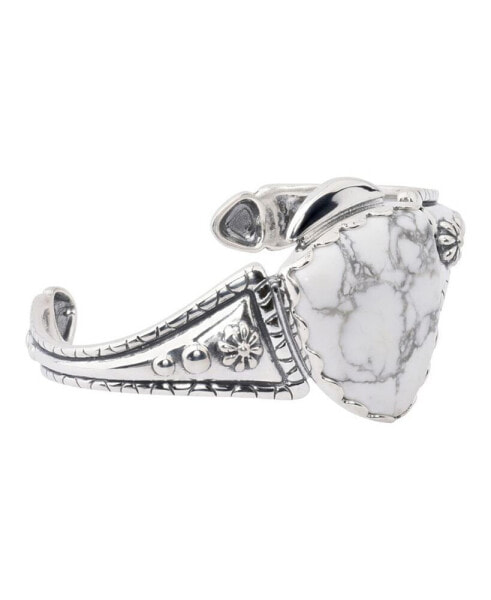 Sterling Silver White Howlite Gemstone Arrowhead Cuff Bracelet Size S - L