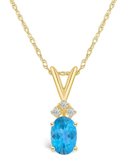 Blue Topaz (1 ct. t.w.) and Diamond Accent Pendant Necklace in 14K White Gold or 14K Gold