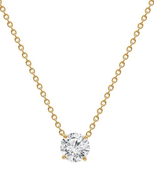 Badgley Mischka certified Lab Grown Diamond Solitaire Adjustable 18" Pendant Necklace (1-1/2 ct. t.w.) in 14k Gold