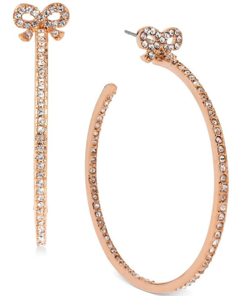 Серьги Betsey Johnson Rose Gold-Tone Crystal Bow Hoop