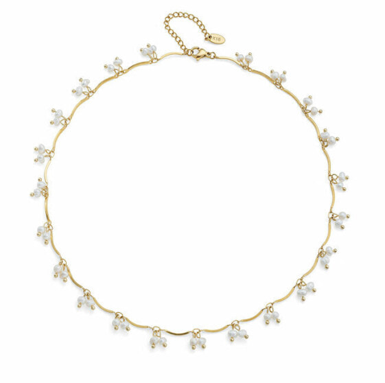 Beautiful gold-plated necklace with Kurozome Silky Pearls 12312G