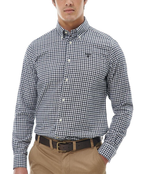 Men's Finkle Tailored-Fit Gingham Check Button-Down Twill Shirt