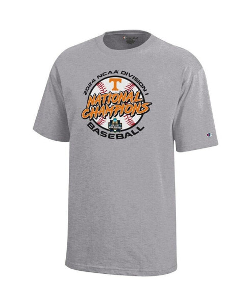 Big Boys and Girls Gray Tennessee Volunteers 2024 NCAA Men's Baseball College World Series Champions Locker Room T-Shirt