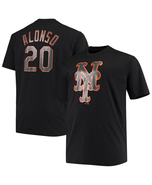 Men's Pete Alonso Black New York Mets Big and Tall Wordmark Name and Number T-shirt