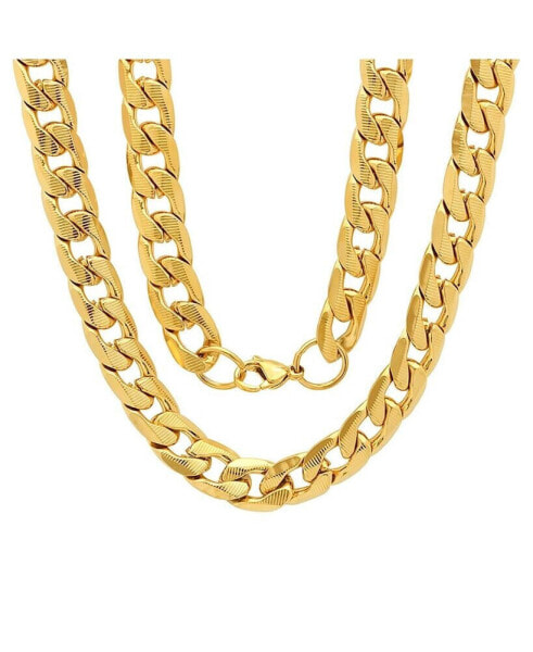 Men's 18k gold Plated Stainless Steel Accented 6mm Cuban Chain 24" Necklaces