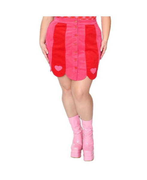 Plus Size Scallop Hem Corduroy Mini Skirt
