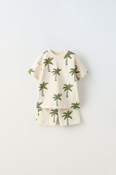 Palm tree t-shirt and bermuda shorts jogging co-ord