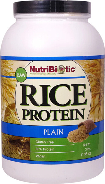 NutriBiotic Rice Protein Powder Raw Vegan Plain Рисовый протеиновый порошок  без ароматизатора 1,36 кг