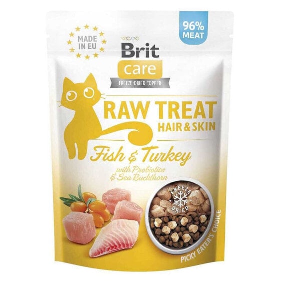 BRIT Care Raw Treat Hair&Skin fish with turkey 40g cat treat