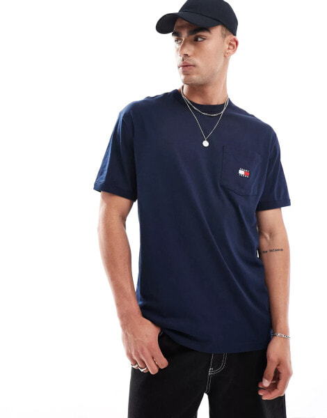 Tommy Jeans badge logo pocket t-shirt in navy