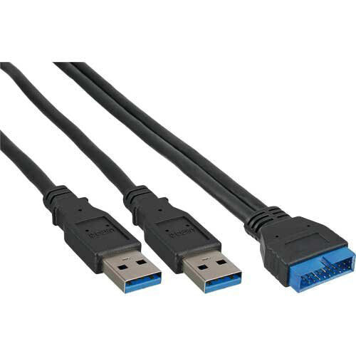 InLine USB 3.0 Premium Adapter Cable 2x USB A male / mainboard header - 0.40m