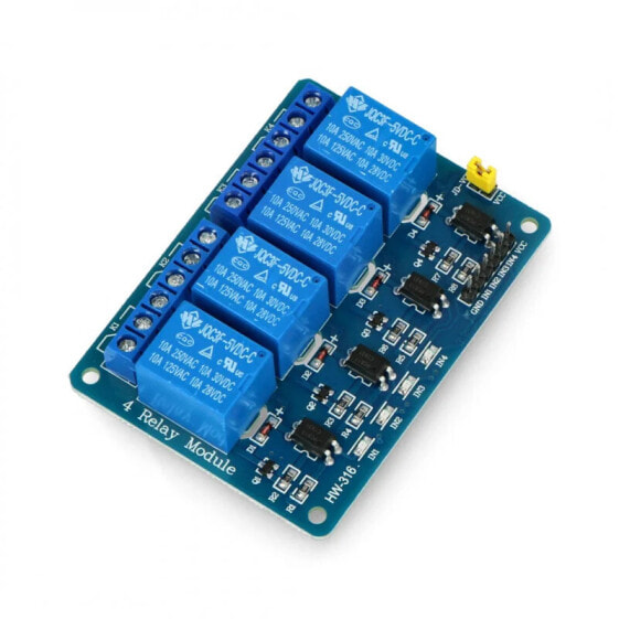 Relay module 4 channels with optoisolation - 10A/250VAC contacts - 5V coil