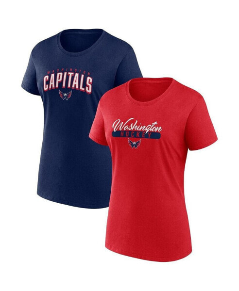 Women's Red, Navy Washington Capitals Two-Pack Fan T-shirt Set