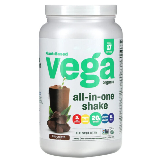 Plant-Based, Organic All-In-One Shake, Chocolate, 1 lbs (708 g)