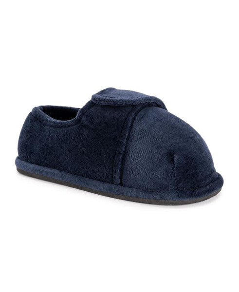 Men's Softones By Unisex Adjustable Velour Slipper, Grey, M (W- 10-12 M- 7-9)