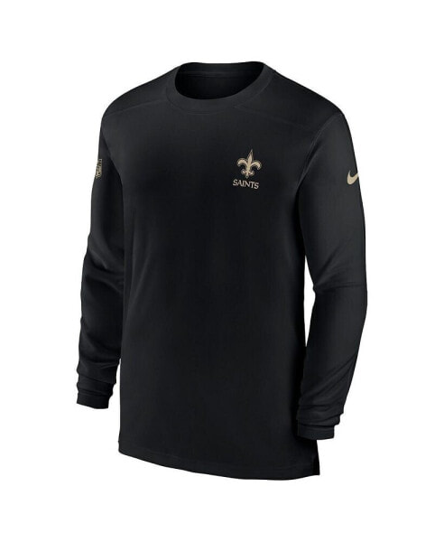 Men's Black New Orleans Saints Sideline Coach Performance Long Sleeve T-shirt