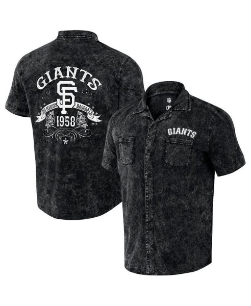 Men's Darius Rucker Collection by Black Distressed San Francisco Giants Denim Team Color Button-Up Shirt