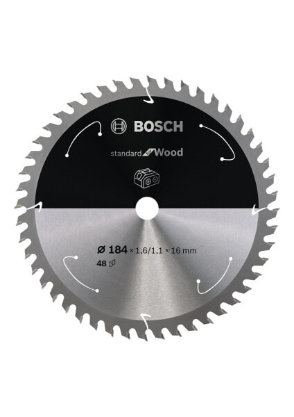 Bosch Kreissägeblatt für Akkusägen Standard for Wood, 184 x 1,6/1,1 x 16, 48 Zähne