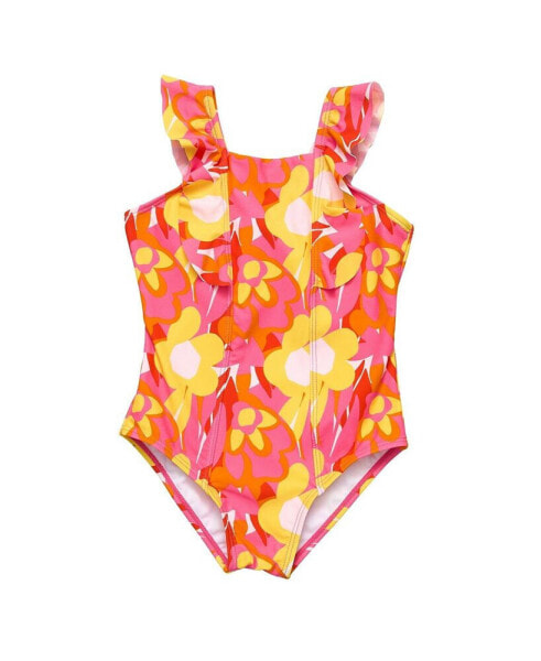 Pop of Sunshine Ruffle Shoulder Swimsuit Girls Toddler