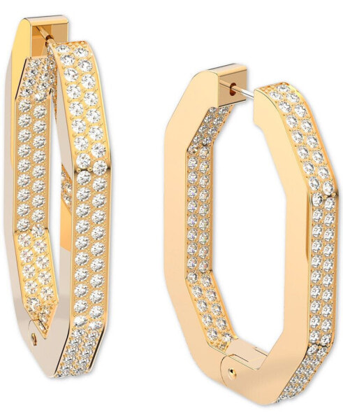 Gold-Tone Crystal Large Octagon Hoop Earrings