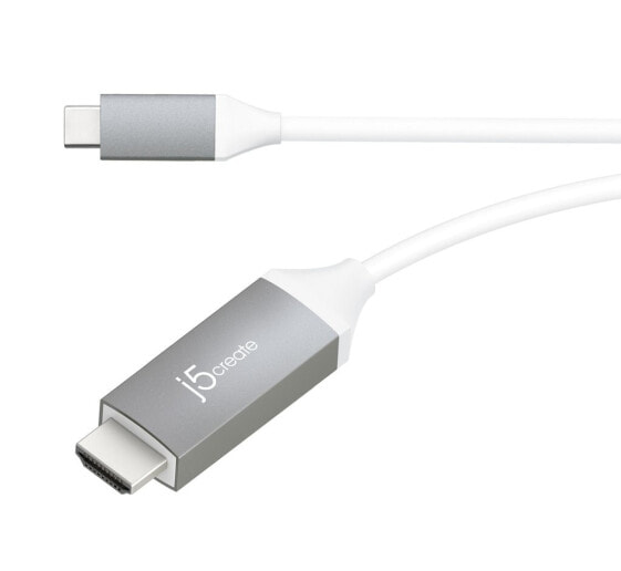 j5create JCC153G-N USB-C™ to 4K HDMI™ Cable - Grey - 1.5 m - 1.5 m - HDMI Type C (Mini) - HDMI Type A (Standard) - 32.4 Gbit/s - Grey - White