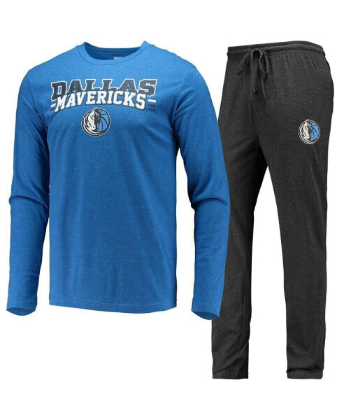 Men's Black, Blue Dallas Mavericks Long Sleeve T-shirt and Pants Sleep Set