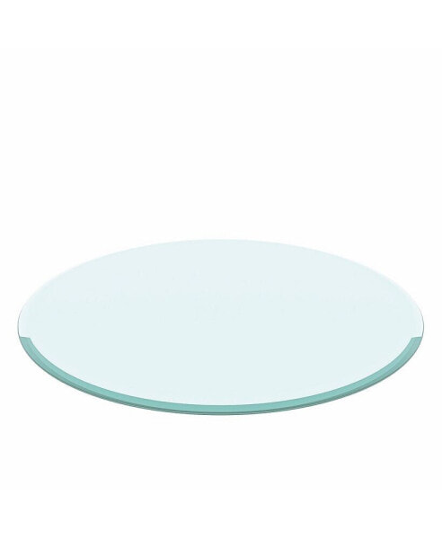 30" Inch Round Tempered Glass Table Top Clear Glass 2/5 Inch Thick Beveled Polished Edge