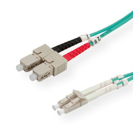 ROLINE Fibre Optic Jumper Cable - 50/125µm - LC/SC - OM3 - turquoise 3 m - 3 m - OM3 - LC - SC