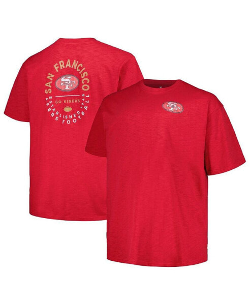 Men's Scarlet Distressed San Francisco 49ers Big and Tall Two-Hit Throwback T-shirt
