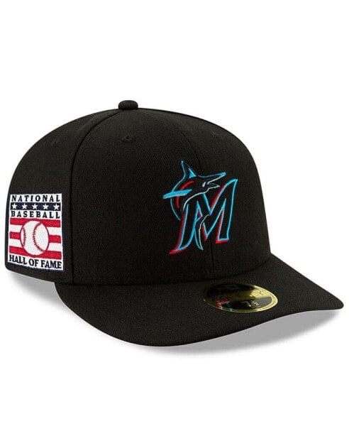 Men's Black Miami Marlins National Baseball Hall of Fame Low Profile 59FIFTY Fitted Hat