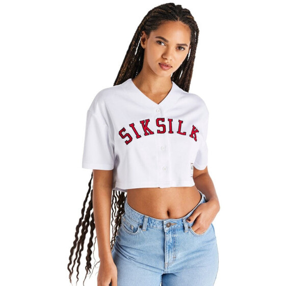 Футболка Crop короткий рукав SIKSILK Baseball