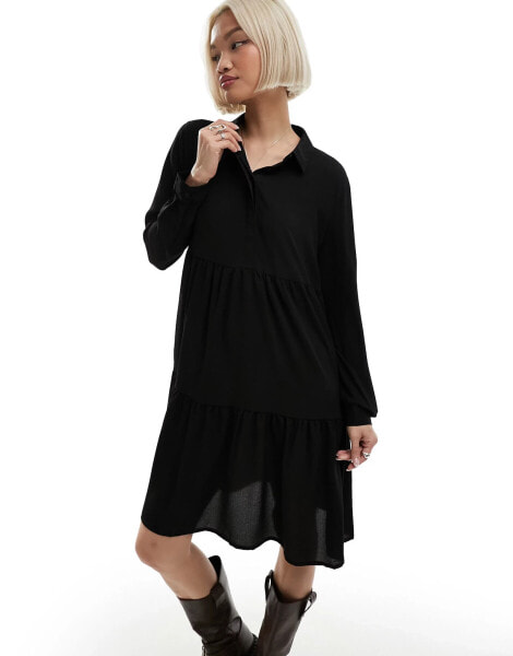 JDY mini smock dress in black