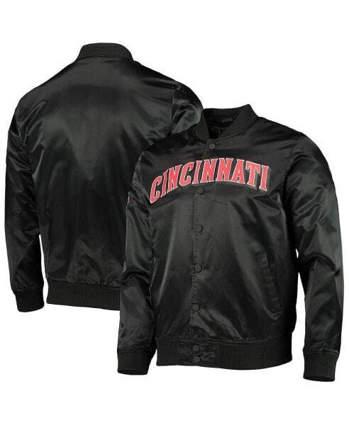 Men's Black Cincinnati Reds Wordmark Satin Full-Snap Jacket