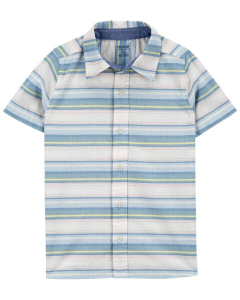 Kid Baja Stripe Button-Front Short Sleeve Shirt 4