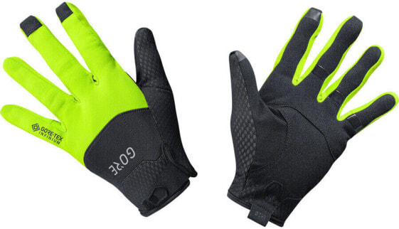 Перчатки для велоспорта GORE C5 GORE-TEX INFINIUM - черные/неоново-желтые, полный палец, средний размер
