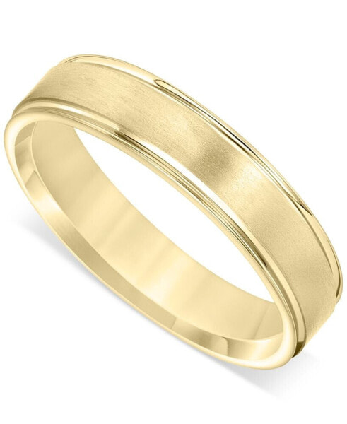 Men's Satin Finish Beveled Edge Band in 18k Gold-Plated Sterling Silver (Also in Sterling Silver)