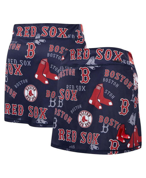 Women's Navy Boston Red Sox Toss Logo Lux Skirt