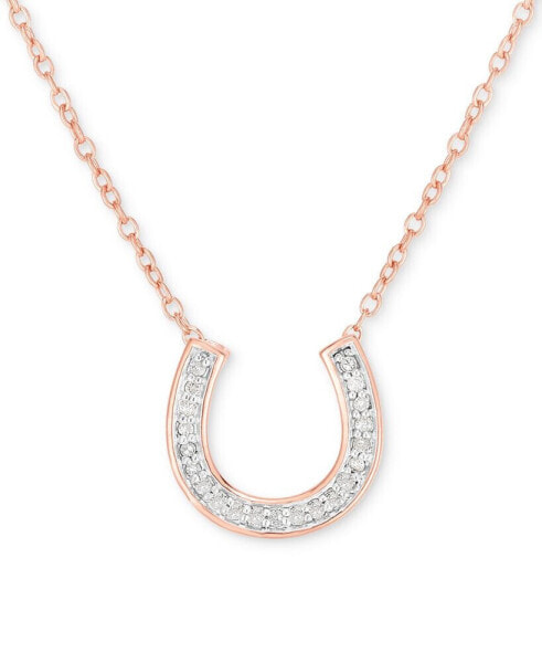 Diamond Horseshoe 18" Pendant Necklace (1/10 ct. t.w.) in 14k Rose Gold-Plated Sterling Silver