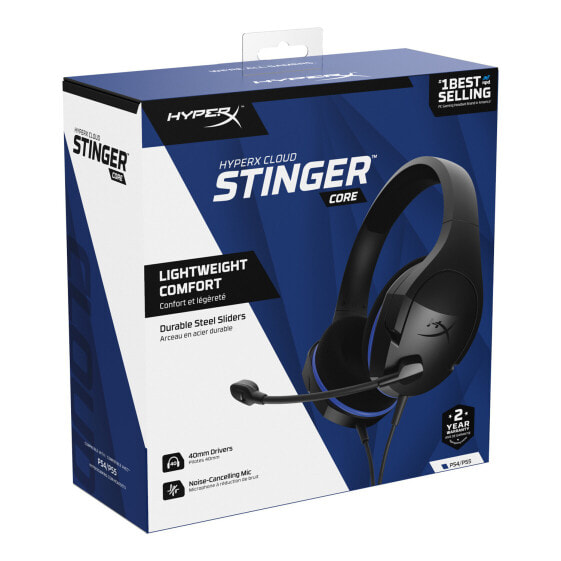 Kingston HyperX Cloud Stinger Core – Gaming-Headset (schwarz-blau) – PS5-PS4, Kabelgebunden, Gaming, 50 - 10000 Hz, 215 g, Kopfhörer, Schwarz, Blau