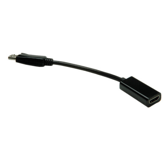 VALUE Cableadapter, v1.2, DP M - HDMI F, 0.15 m, HDMI Type A (Standard), DisplayPort, Male, Female, Black