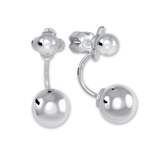 Silver earrings with ball 2in1 431 001 02730 04