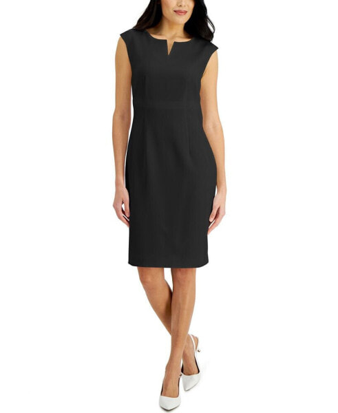 Notched-Neck Sheath Dress