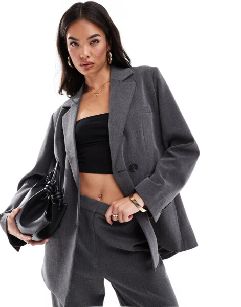 YAS tailored double breasted blazer co-ord in grey - GREY