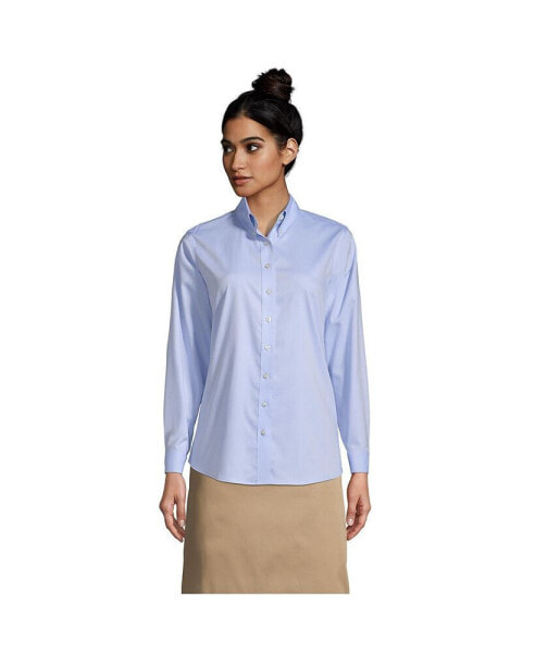 Women's School Uniform Long Sleeve No Iron Pinpoint Shirt