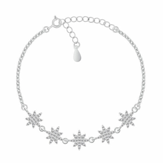 Playful silver bracelet Stars with zircons BRC156W