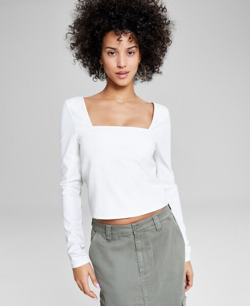 Women's Square-Neck Long-Sleeve Top, Created for Macy's