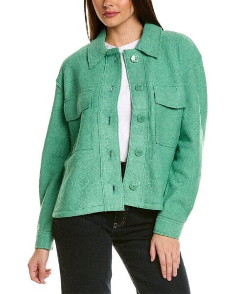 Renuar Wool-Blend Shirt Jacket Women's Green M