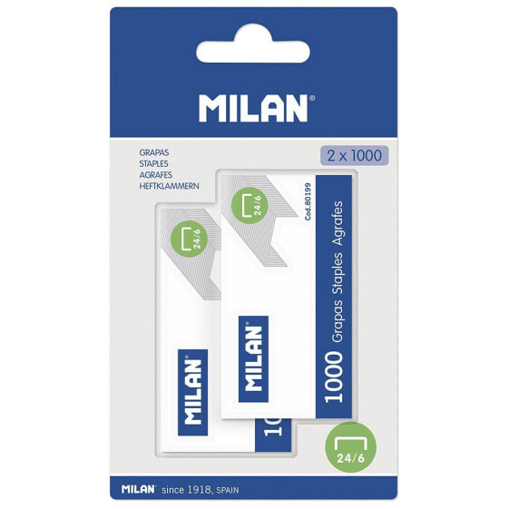 MILAN Blister Pack 2 Boxes With 1000 Staples 24/6